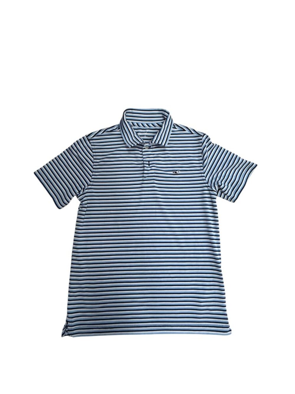 Vineyard Vines Blue White Striped Performance Polo Shirt  Boys Small EUC